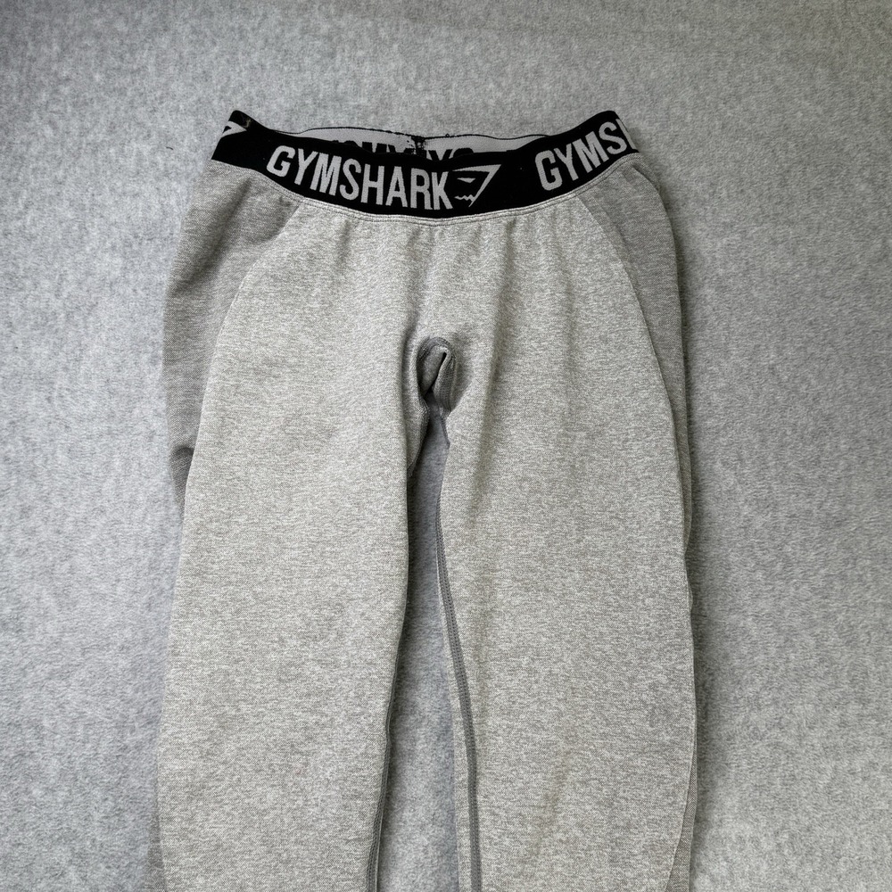 Vintage Gymshark Seamless‎ Mid Rise Leggings Gray Black Logo Waistband S